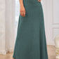 Solid Elastic Waist Maxi Skirt