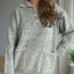 Contrast Trim Quarter Button Long Sleeve Sweater