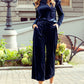 Frill Round Neck Long Sleeve Top and Pants Set