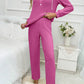 Drawstring Half Button Hooded Top and Ribbed Pants Set