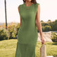 Slit Round Neck Sleeveless Sweater Dress