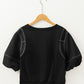 Contrast Stitches Detail Half Sleeve Blouse