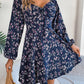 Printed Sweetheart Neck Balloon Sleeve Mini Dress