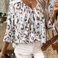 Leopard V-Neck Three-Quarter Sleeve Blouse