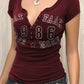 Devine Letter Notched Short Sleeve T-Shirt