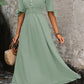 Smocked Quarter Button Short Sleeve Dress
