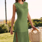 Slit Round Neck Sleeveless Sweater Dress