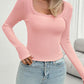 Devine Lace Detail Scoop Neck Long Sleeve T-Shirt