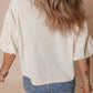 Pearl Detail Round Neck Half Sleeve Blouse