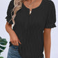 Texture Notched Short Sleeve Blouse