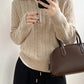 Cable-Knit Half Zip Long Sleeve Sweater