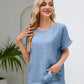 Round Neck Short Sleeve Blouse