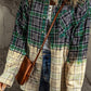 Contrast Plaid Button Up Long Sleeve Shacket