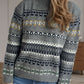 Geometric Round Neck Long Sleeve Sweater