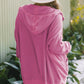 Waffle-Knit Pocketed Zip Up Hooded Jacket