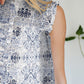 Frill Printed Mock Neck Top