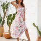 FULL SIZE Smocked Printed Square Neck Midi Dress