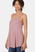 Zenana LT Rose and Ivory Striped Curved Hem Cami *
