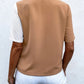 Full Size Decorative Button Surplice Short Sleeve Blouse