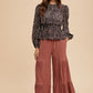 Annie Wear Abstract Print Balloon Sleeve Peplum Blouse