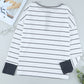 Striped Waffle Knit Henley Long Sleeve Top