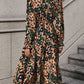 Leopard Notched Flounce Sleeve Midi Dress