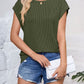 Full Size Textured Round Neck Cap Sleeve Blouse