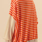 Striped Johnny Collar Long Sleeve Sweatshirt