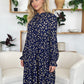 Double Take Full Size Printed Ruffle Hem Long Sleeve Dress