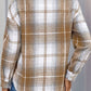 Perfee Plaid Collared Neck Half Zip Long Sleeve Top
