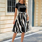 Printed Tie Waist Short Sleeve Dress