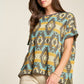 Davi & Dani High-Low Geometric Round Neck Knit Top