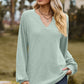 Eyelet Notched Raglan Sleeve T-Shirt