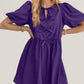 Oh Bow Ruched Puff Sleeve Mini Dress