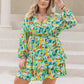 Plus Size Printed Surplice Long Sleeve Mini Dress