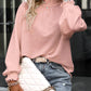 Smocked Frill Mock Neck Long Sleeve Blouse