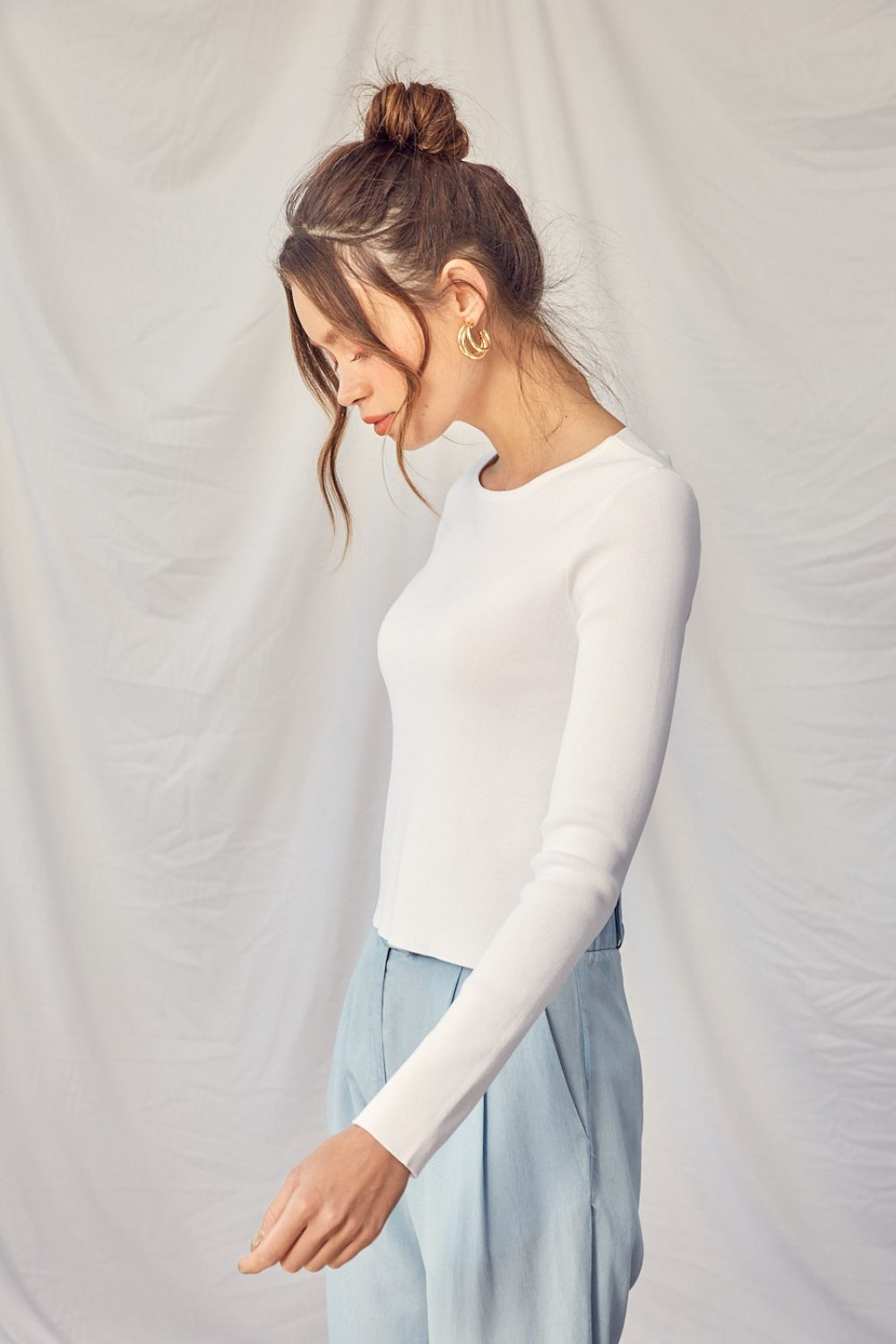 Idem Ditto Twisted Backless Long Sleeve Knit Top *