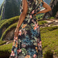 FULL SIZE Ruffled Printed Surplice Cap Sleeve Dress