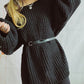 Boat Neck Long Sleeve Sweater with Belt