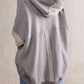 Exposed Seam Open Front Batwing Sleeve Hooded Cardigan