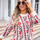 Flower Round Neck Long Sleeve Sweater