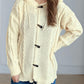 Cable-Knit Long Sleeve Hooded Cardigan
