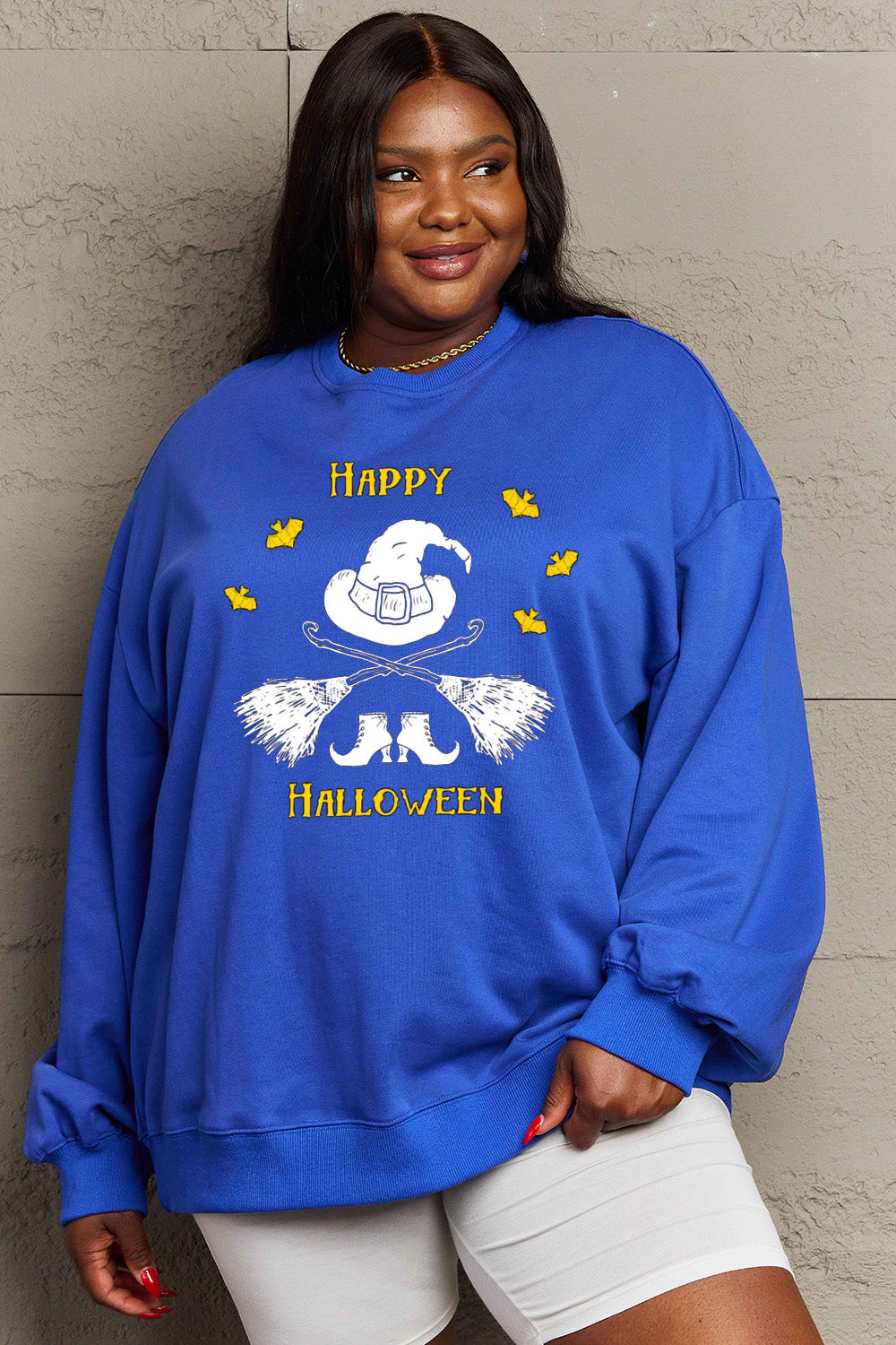 Simply Love Full Size HAPPY HALLOWEEN Graphic Sweatshirt