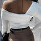 Asymmetrical Single Shoulder Long Sleeve T-Shirt