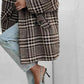Houndstooth Collared Neck Long Sleeve Coat
