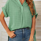 Mandy Side Slit Notched Short Sleeve Blouse