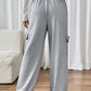 Drawstring Wide Leg Pants with Pockets