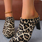 PU Leather Leopard Point Toe Pumps