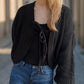 Tied Dropped Shoulder Long Sleeve Cardigan