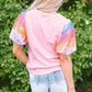 Sequin Round Neck Short Sleeve Blouse